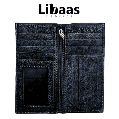 Travel Wallet – Black Genuine Leather Organizer - Libaas Fabrics