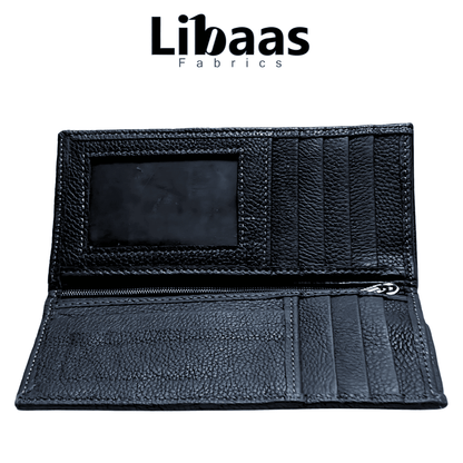 Travel Wallet – Black Genuine Leather Organizer - Libaas Fabrics