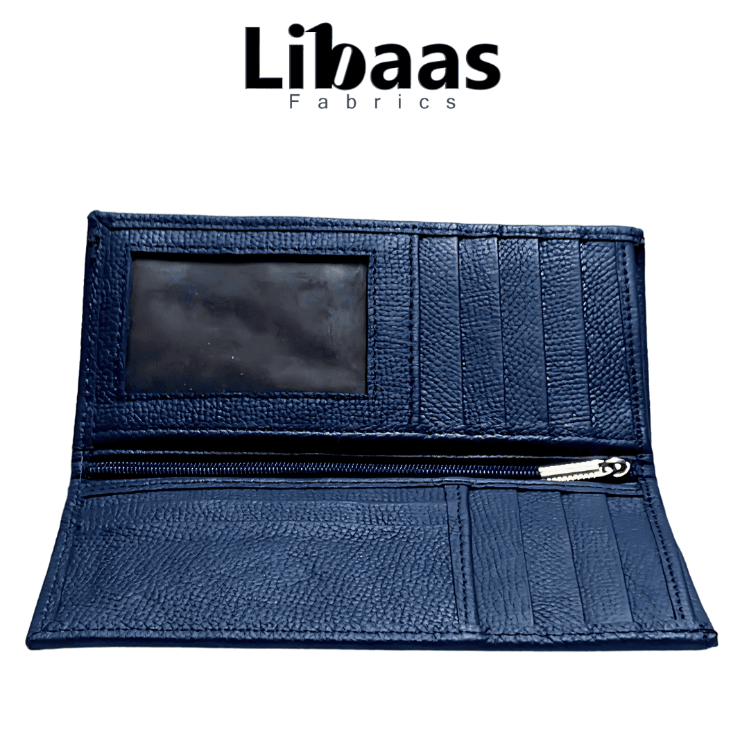 Travel Wallet – Blue Genuine Leather Organizer - Libaas Fabrics