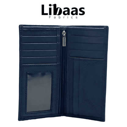 Travel Wallet – Blue Genuine Leather Organizer - Libaas Fabrics