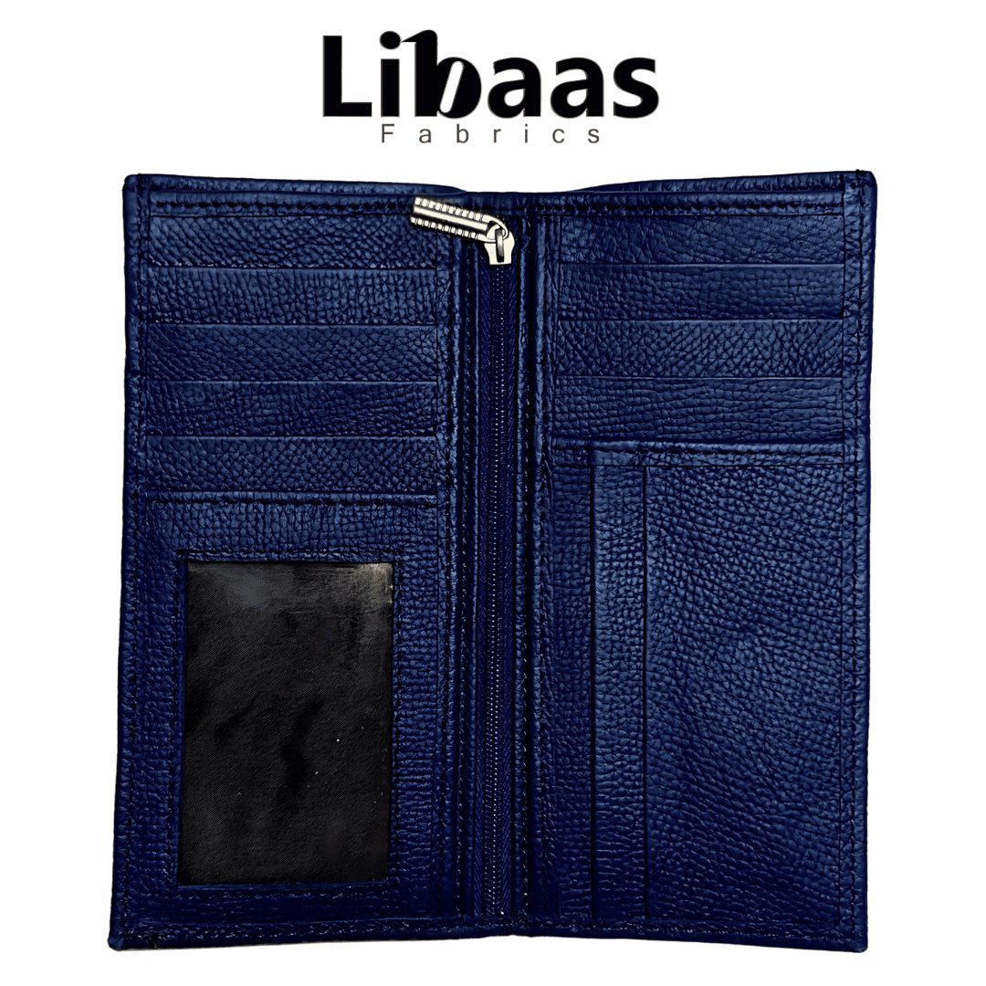 Travel Wallet – Blue Genuine Leather Organizer - Libaas Fabrics