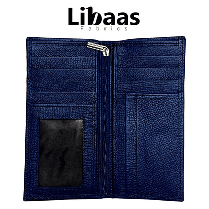 Travel Wallet – Blue Genuine Leather Organizer - Libaas Fabrics