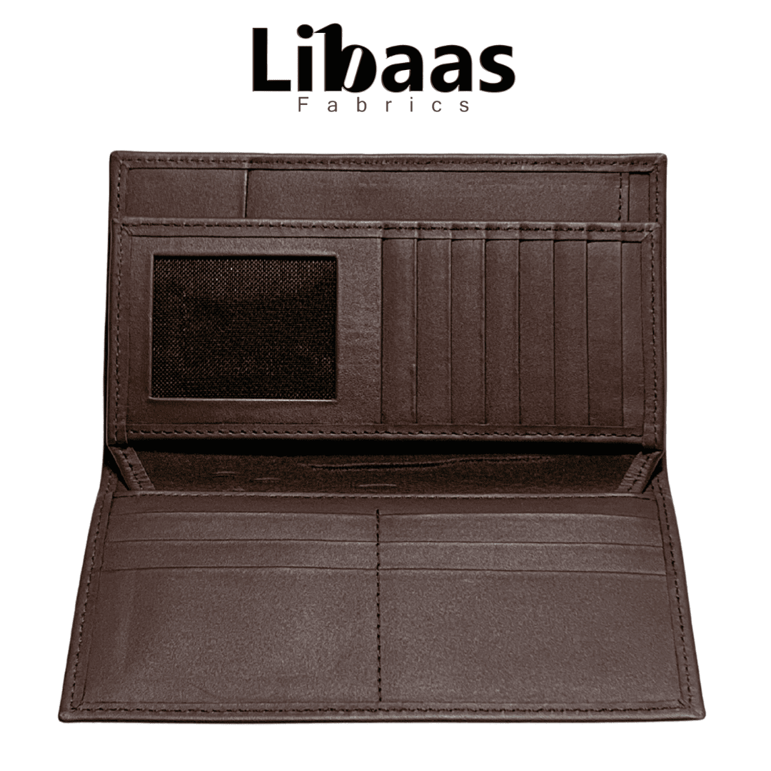 Travel Wallet – Brown Faux Leather Organizer - Libaas Fabrics