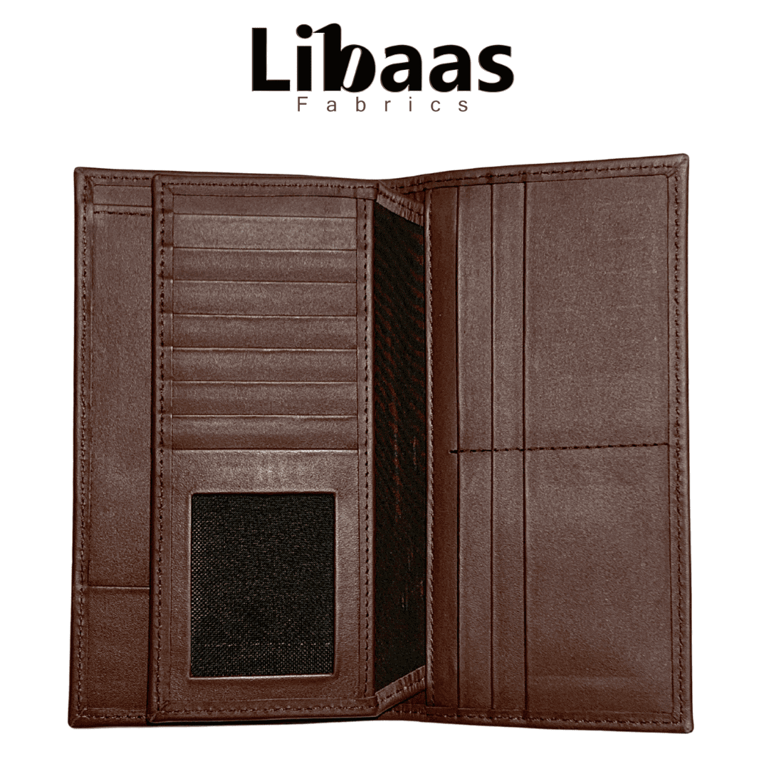 Travel Wallet – Brown Faux Leather Organizer - Libaas Fabrics