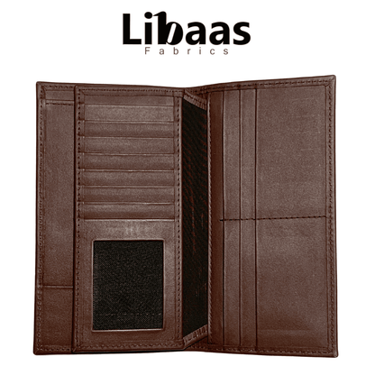 Travel Wallet – Brown Faux Leather Organizer - Libaas Fabrics