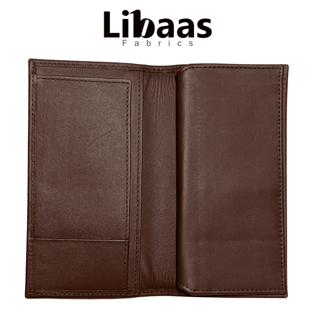 Travel Wallet – Brown Faux Leather Organizer - Libaas Fabrics