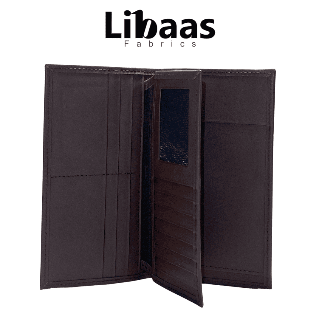 Travel Wallet – Brown Faux Leather Organizer - Libaas Fabrics