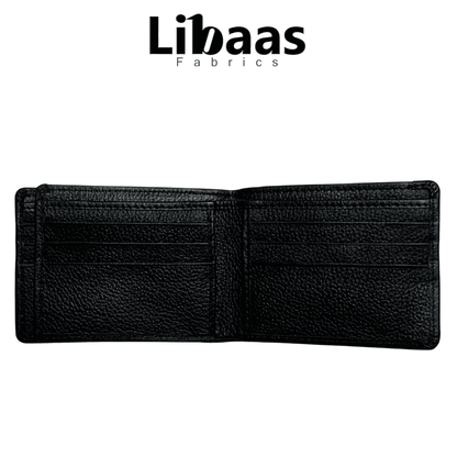 UK5 Wallet – Black | Sleek Leather Bi - Fold with ID Slot - Libaas Fabrics