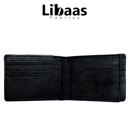 UK5 Wallet – Black | Sleek Leather Bi - Fold with ID Slot - Libaas Fabrics