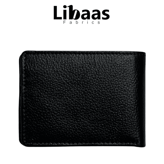 UK5 Wallet – Black | Sleek Leather Bi - Fold with ID Slot - Libaas Fabrics