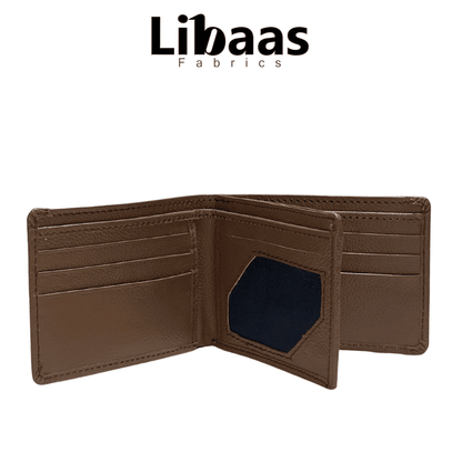 UK5 Wallet – Light Brown | Classic Bi - Fold Design with ID Window - Libaas Fabrics