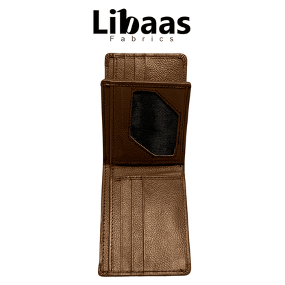 UK5 Wallet – Light Brown | Classic Bi - Fold Design with ID Window - Libaas Fabrics