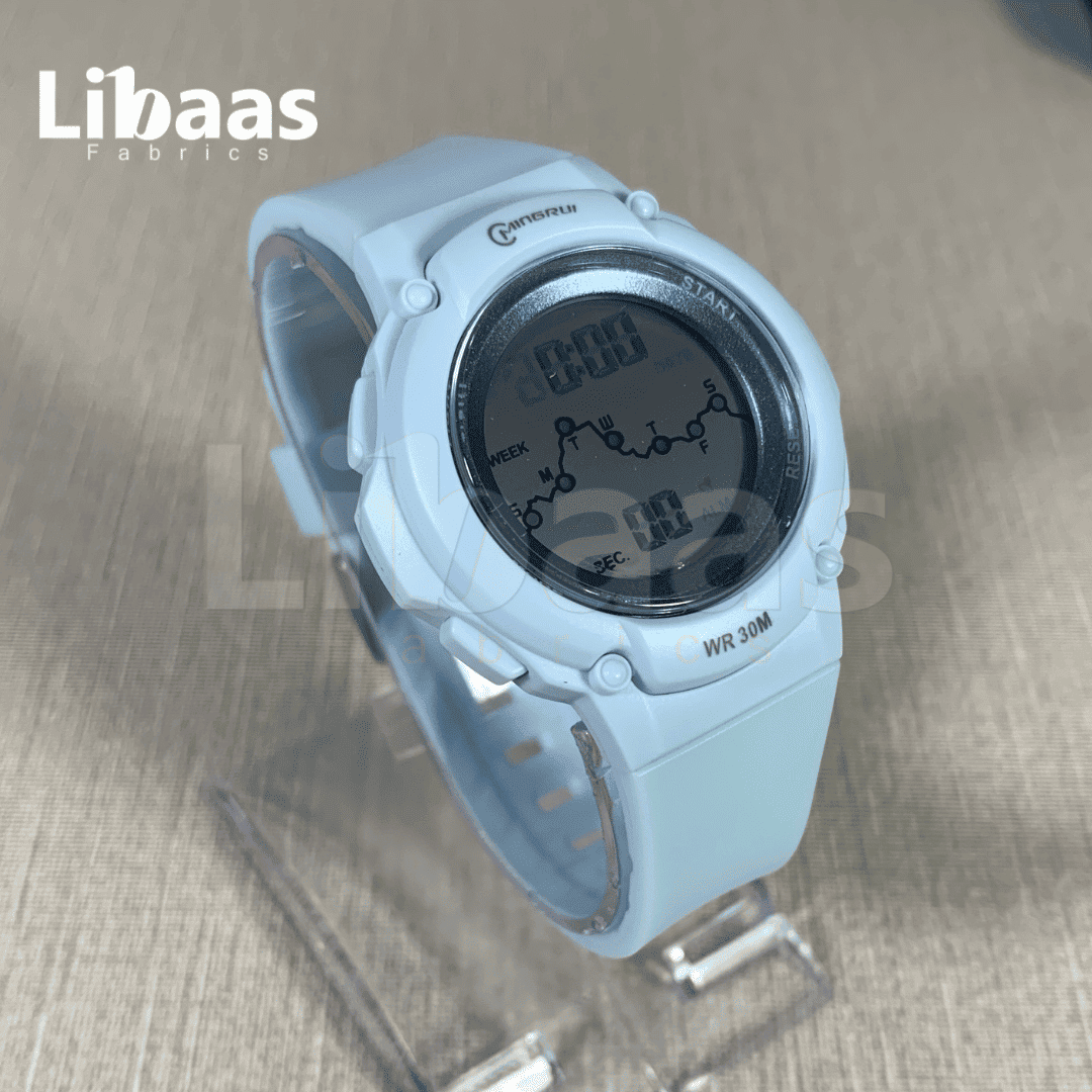 White Graph Dial Digital Watch - Libaas Fabrics