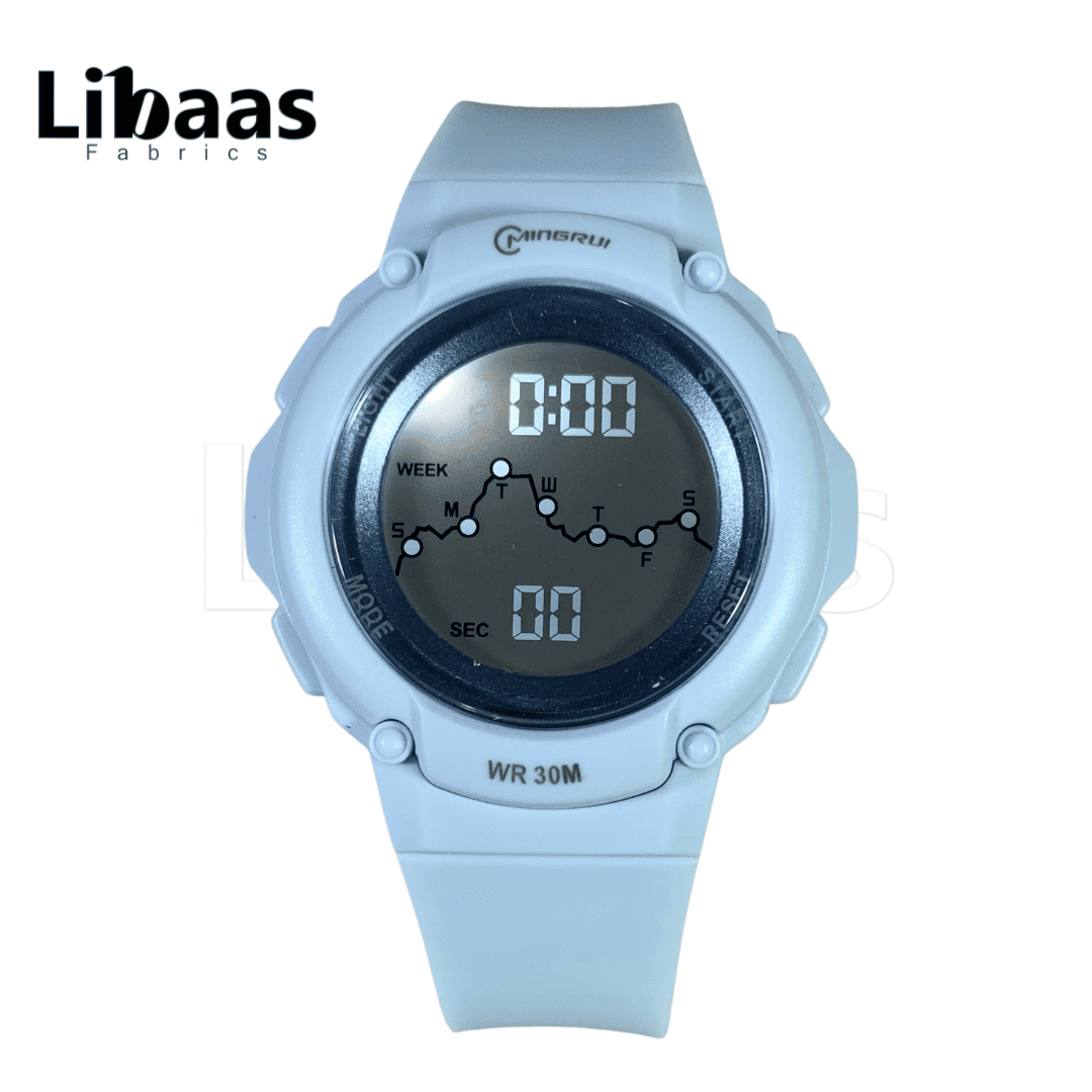 White Graph Dial Digital Watch - Libaas Fabrics