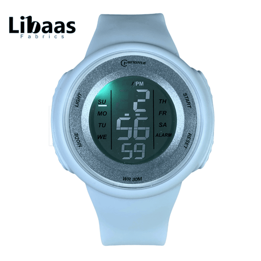 White & Silver Digital Watch - Libaas Fabrics