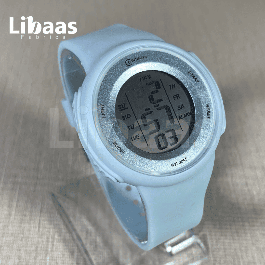 White & Silver Digital Watch - Libaas Fabrics